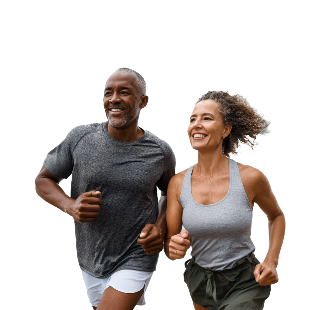 Active couple jogging outdoors